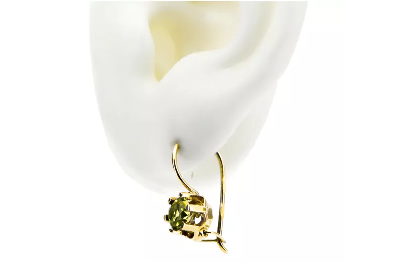 Обеци Винтидж стил Жълт перидот 14K жълто злато vec019y